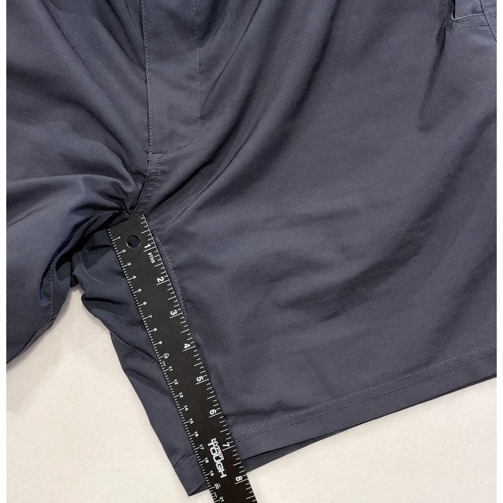 GenTeal Men's Performance Shorts Gray Blue Stretch Drawstring Lined Swim Trunks